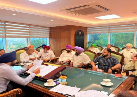 Mayor Sarabjeet Singh Samana meeting residents from different areas of SAS Nagar Mohali at his office to hear civic issues and public grievances