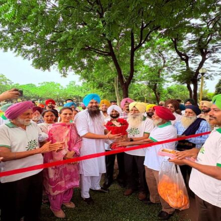 MLA Kulwant Singh and MP Malwinder Singh Kang inaugurating an open gym and dedicating a water tanker to residents of Sector 69, SAS Nagar Mohali