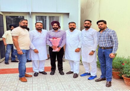 Sarpanch Aman from Samana Kalan meets Mayor Sarabjeet Singh Samana at his office to congratulate him on being elected Mayor of Mohali