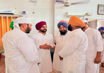 Mayor Sarabjeet Singh Samana attends the Antim Ardas of late Ujagar Singh Saini at Kurda village in SAS Nagar Mohali and offers condolences to the family