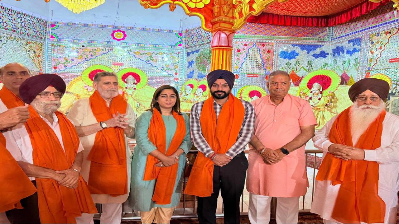 Mayor Sarabjeet Singh Samana offering prayers during the Ekadashi programme at Sri Lakshmi Narayan Temple in Phase 11, SAS Nagar Mohali
