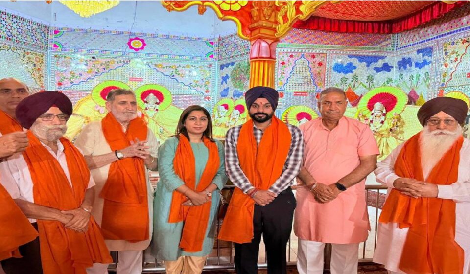 Mayor Sarabjeet Singh Samana offering prayers during the Ekadashi programme at Sri Lakshmi Narayan Temple in Phase 11, SAS Nagar Mohali