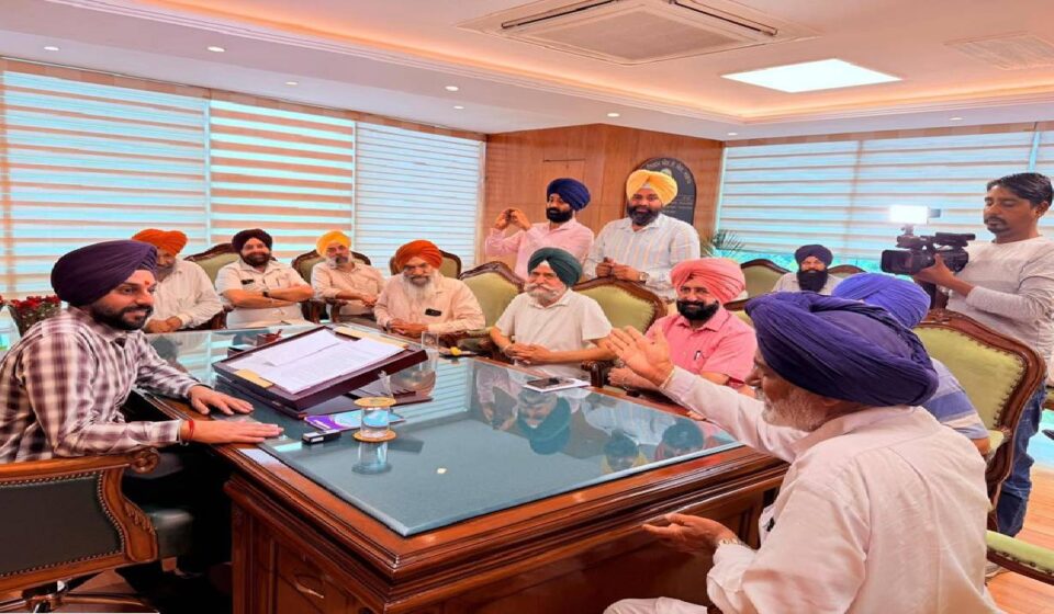 Mayor Sarabjeet Singh Samana meeting respected community members and prominent residents at his office in SAS Nagar Mohali.