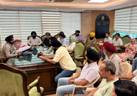 Mayor Sarabjeet Singh Samana meeting constituency residents at his office in SAS Nagar Mohali to hear civic concerns and receive well-wishers