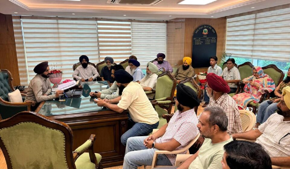 Mayor Sarabjeet Singh Samana meeting constituency residents at his office in SAS Nagar Mohali to hear civic concerns and receive well-wishers