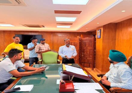 Mayor Sarabjeet Singh Samana meeting residents from different areas of SAS Nagar Mohali at his office to hear civic issues and public grievances.