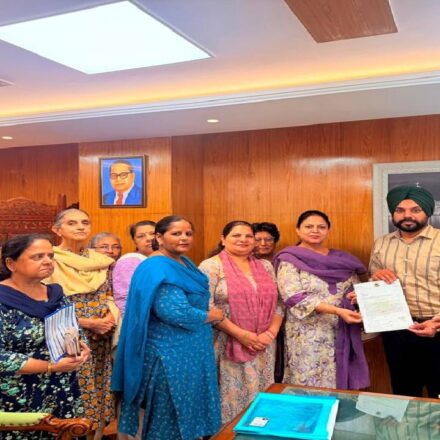 Mayor Sarabjeet Singh Samana meeting residents from different areas of SAS Nagar Mohali at his office to hear civic issues and public grievances.