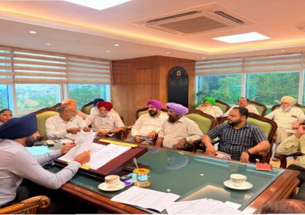 Mayor Sarabjeet Singh Samana meeting residents from different areas of SAS Nagar Mohali at his office to hear civic issues and public grievances.