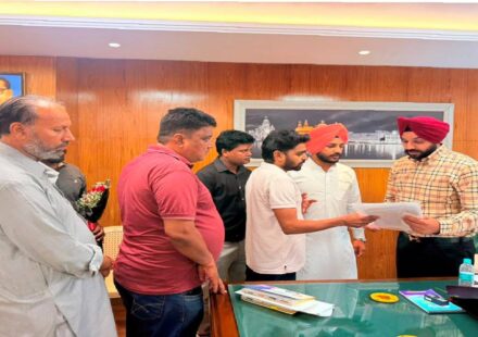 Mayor Sarabjeet Singh Samana meeting residents from different parts of SAS Nagar Mohali at his office to hear civic concerns and public grievances