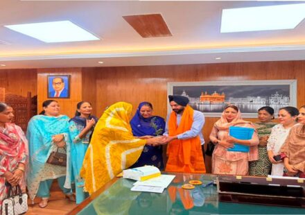 Mayor Sarabjeet Singh Samana meeting residents from different areas of SAS Nagar Mohali at his office to hear civic issues and public grievances