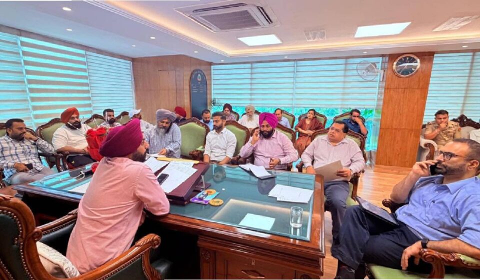Mayor Sarabjeet Singh Samana meeting well-wishers and residents at his office in SAS Nagar Mohali while listening to their civic concerns