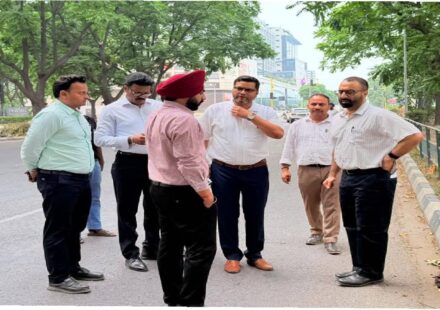 Mayor Sarabjeet Singh Samana inspecting sewerage lines, roads, and drain cleaning works in Sector 70, Sector 71, and Phase 4 of SAS Nagar Mohali before the monsoon