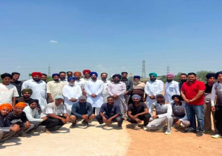 Mayor Sarabjeet Singh Samana encourages young cricketers and team managers during the cricket tournament organised by Shaheed Udham Singh Youth Club at Village Tangori, Mohali.