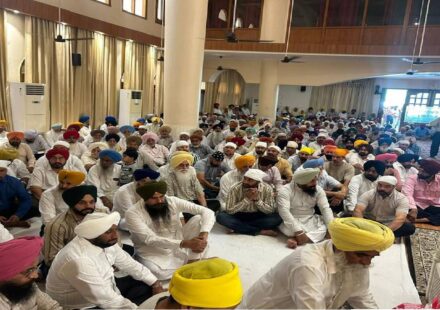 Mayor Sarabjeet Singh Samana attends the thanksgiving Path organised by Ward 33 Councillor Bibi Gurpreet Kaur Ji at a Gurdwara Sahib in Mohali