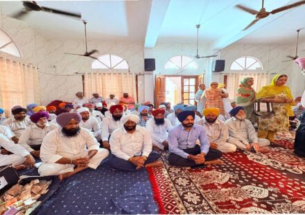 Mayor Sarabjeet Singh Samana attends the thanksgiving Path organised for Ward 47 Councillor Bibi Parminder Kaur Ji at a Gurdwara Sahib in Mohali