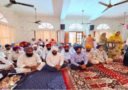 Mayor Sarabjeet Singh Samana attends the thanksgiving Path organised for Ward 47 Councillor Bibi Parminder Kaur Ji at a Gurdwara Sahib in Mohali.
