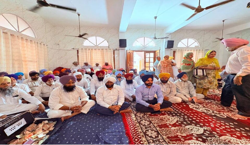 Mayor Sarabjeet Singh Samana attends the thanksgiving Path organised for Ward 47 Councillor Bibi Parminder Kaur Ji at a Gurdwara Sahib in Mohali.