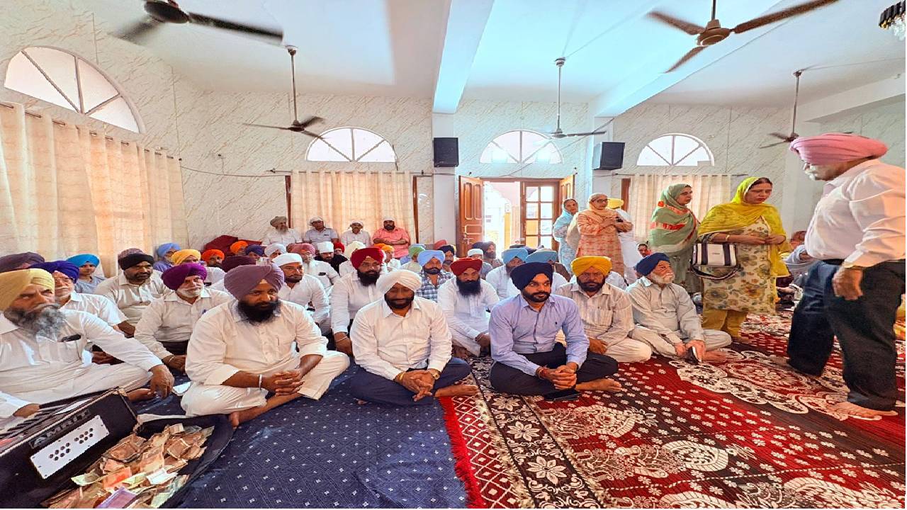 Mayor Sarabjeet Singh Samana attends the thanksgiving Path organised for Ward 47 Councillor Bibi Parminder Kaur Ji at a Gurdwara Sahib in Mohali.