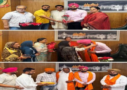 Mayor Sarabjeet Singh Samana meets community members, workers, volunteers, and residents at the Municipal Corporation office in SAS Nagar Mohali.