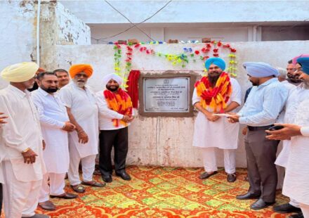 MLA Kulwant Singh and MP Malwinder Singh Kang inaugurating solar LED street lights in Gobindgarh village, SAS Nagar Mohali, to improve public safety