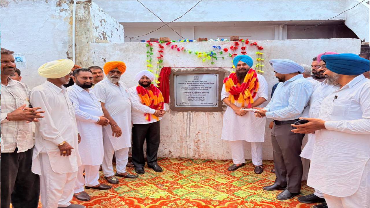 MLA Kulwant Singh and MP Malwinder Singh Kang inaugurating solar LED street lights in Gobindgarh village, SAS Nagar Mohali, to improve public safety