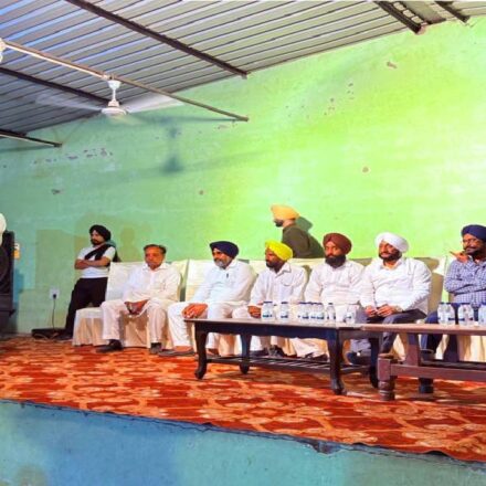 MLA Kulwant Singh inaugurating a newly constructed village gym during a Lok Milni programme in Dhelpur village, SAS Nagar Mohali