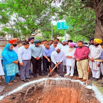 Sewerage infrastructure work underway in Mohali Phase 7.
