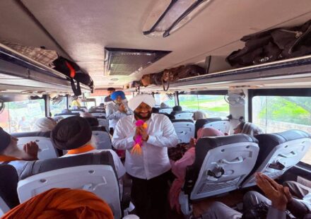 Senior citizens departing from Nagari village in Mohali under the Chief Minister Tirath Yatra Scheme.