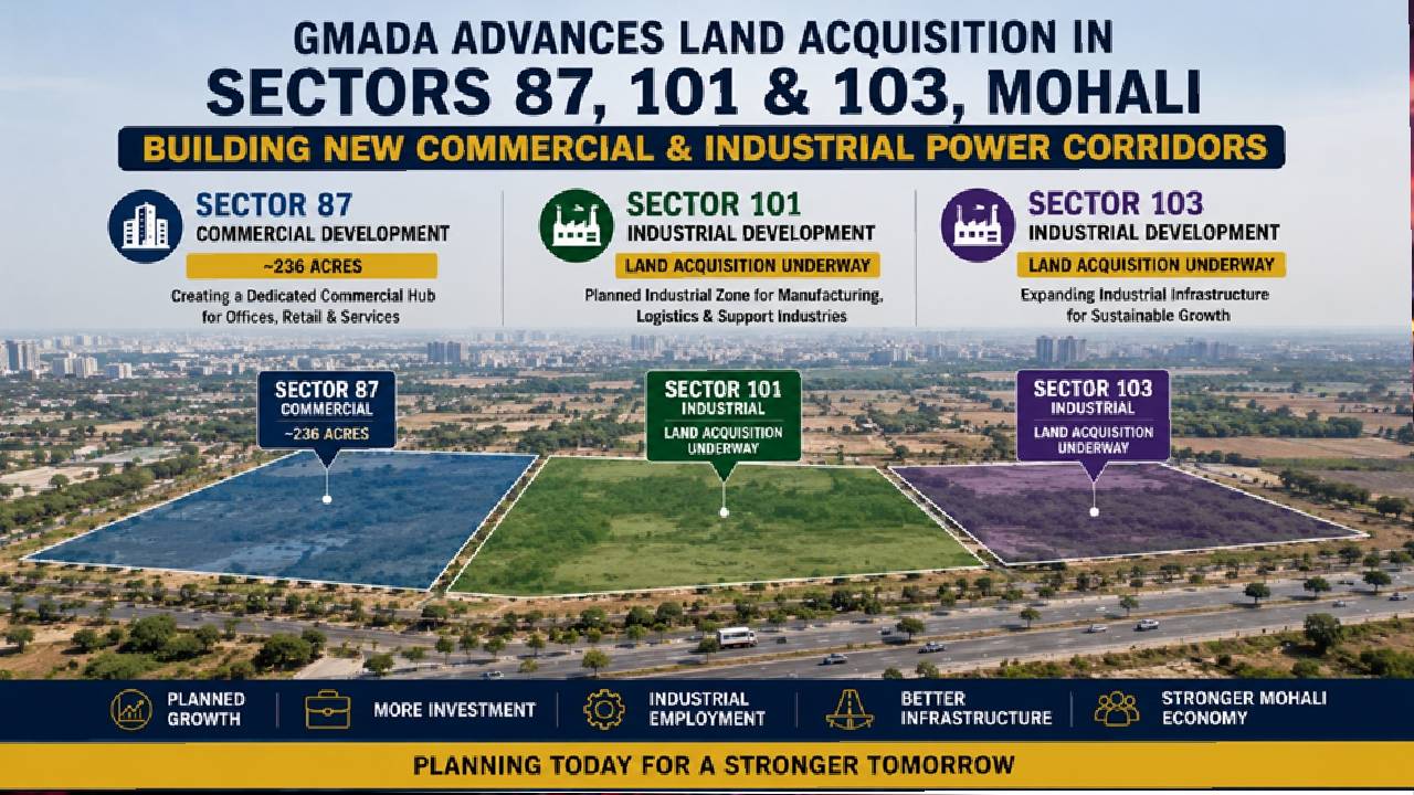 Planned commercial and industrial expansion areas in Mohali's Sectors 87, 101 and 103.