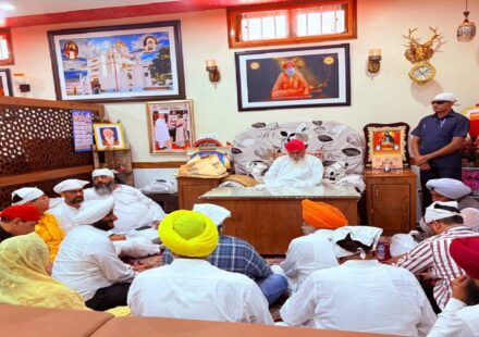 Punjab Chief Minister Bhagwant Singh Mann at Dera Sachkhand Ballan during the foundation stone ceremony of the Sri Guru Ravidas Ji Bani Study Centre