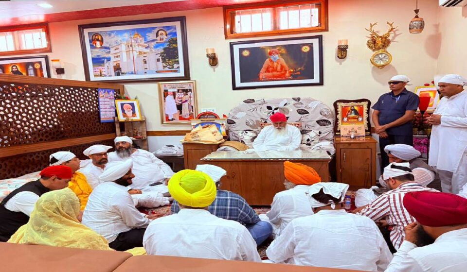 Punjab Chief Minister Bhagwant Singh Mann at Dera Sachkhand Ballan during the foundation stone ceremony of the Sri Guru Ravidas Ji Bani Study Centre