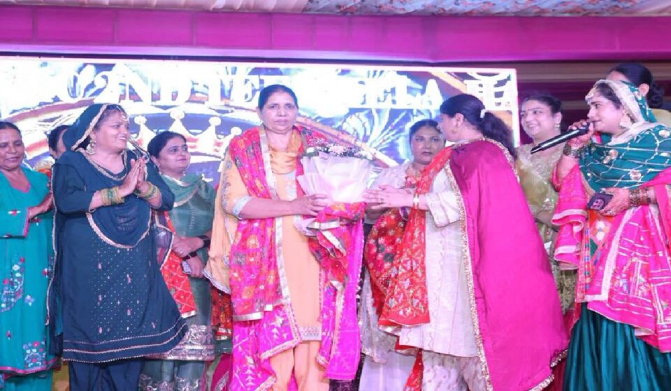 Jaswant Kaur, wife of MLA Kulwant Singh, participates in a Tiyan festival programme celebrating Punjabi cultural heritage in Mohali