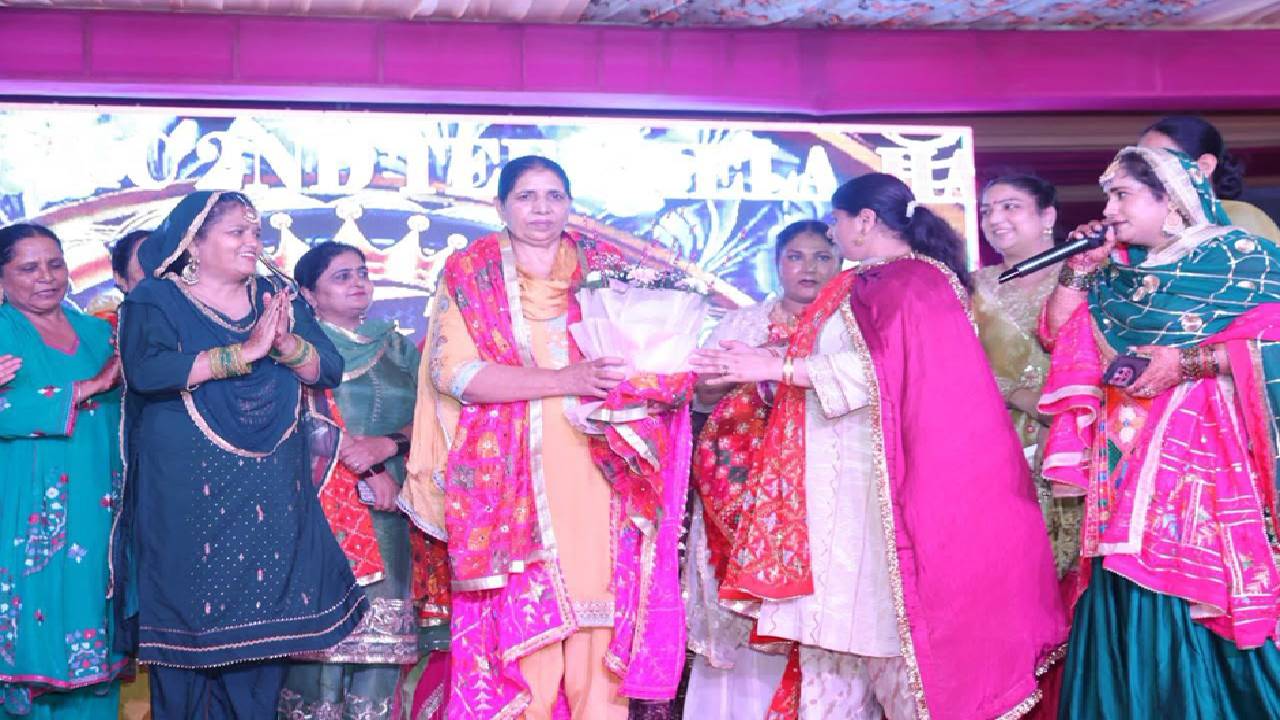 Jaswant Kaur, wife of MLA Kulwant Singh, participates in a Tiyan festival programme celebrating Punjabi cultural heritage in Mohali