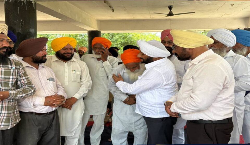 MLA Kulwant Singh attends the funeral of Amritpal Singh in Mataur village, Mohali