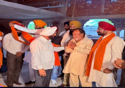 MLA Kulwant Singh interacts with villagers during a Lok Milani programme at Alipur village in Mohali.