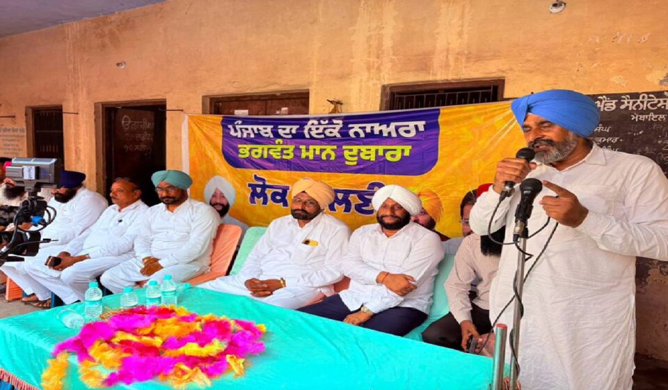 MLA Kulwant Singh interacting with villagers during a Lok Milani programme at Mote Majra in Mohali