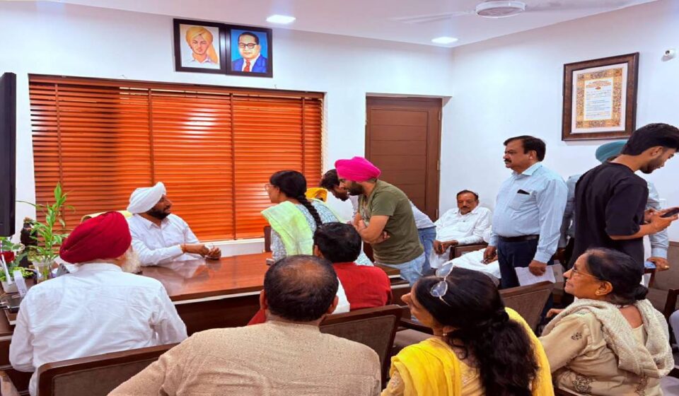 MLA Kulwant Singh meets residents from different areas of Mohali during a public meeting at his office