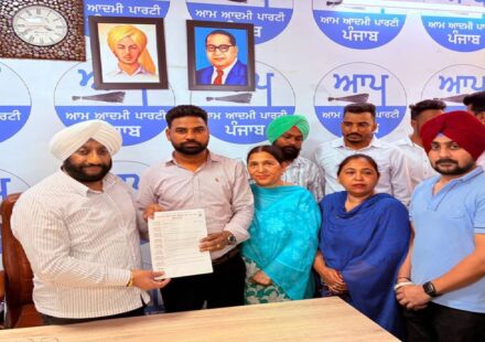 MLA Kulwant Singh interacting with residents during a public grievance meeting at his constituency office in Mohali