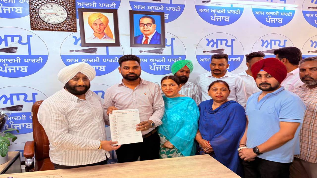 MLA Kulwant Singh interacting with residents during a public grievance meeting at his constituency office in Mohali