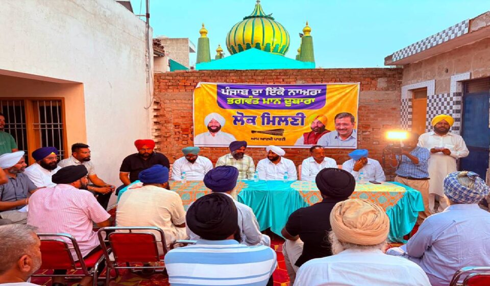 MLA Kulwant Singh meets villagers during a public meeting at Mindhe Majra in Mohali.