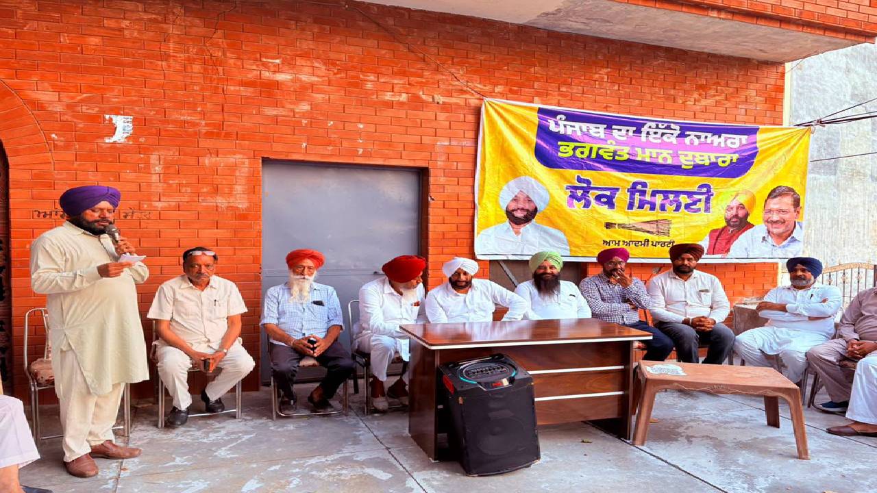 MLA Kulwant Singh interacts with villagers during a public meeting at Raipur Kalan in Mohali.