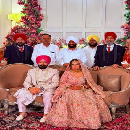 MLA Kulwant Singh attends the wedding celebration of Kuldeep Singh in Rampur Kalan village, Mohali.