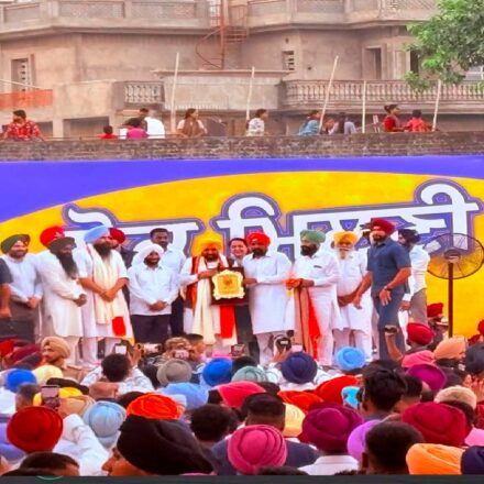 Large gathering of residents at Barmajra village in Mohali to listen to Chief Minister Bhagwant Singh Mann.