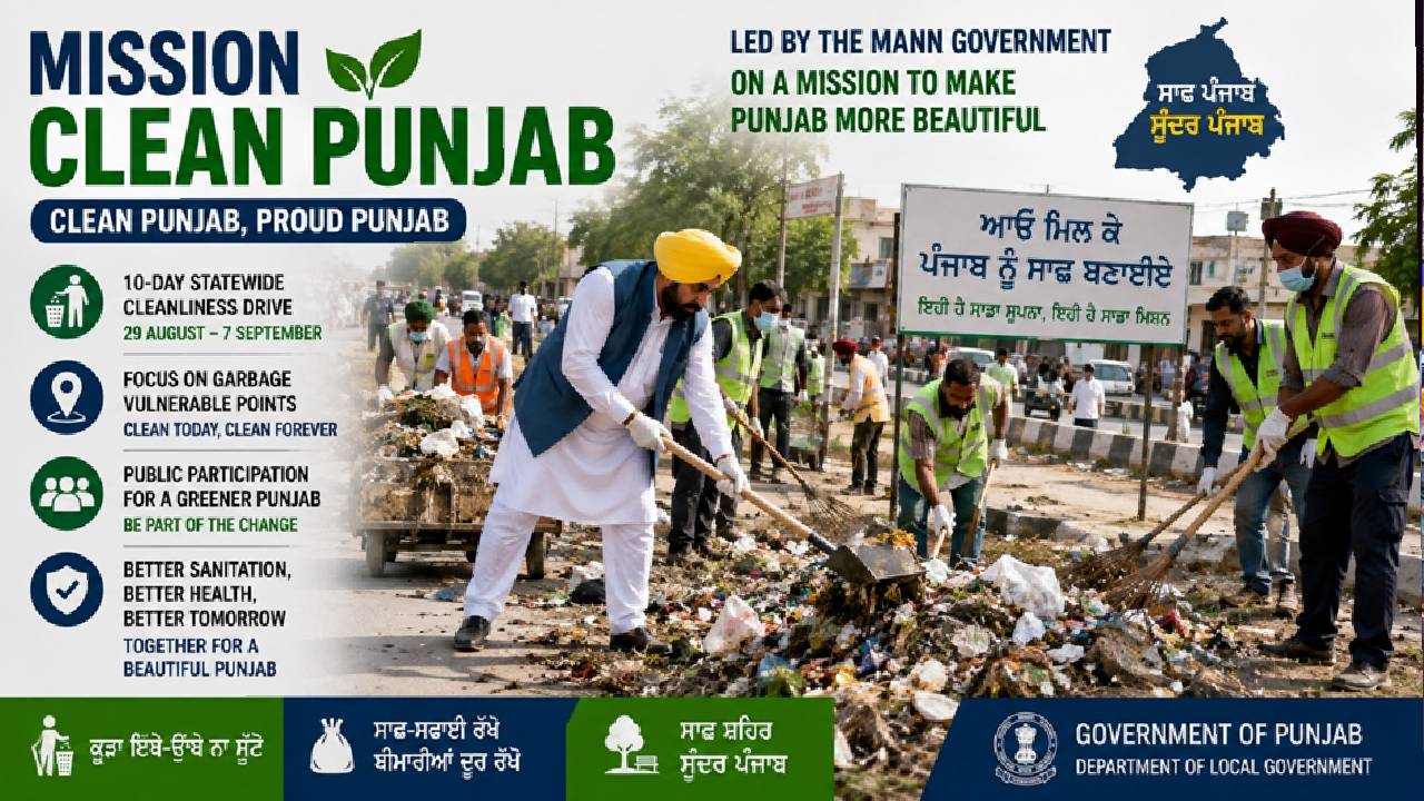 Mission Clean Punjab cleanliness drive targeting garbage vulnerable points across Punjab.