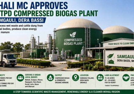 Proposed 300 TPD compressed biogas plant at Samgauli in Dera Bassi near Mohali.