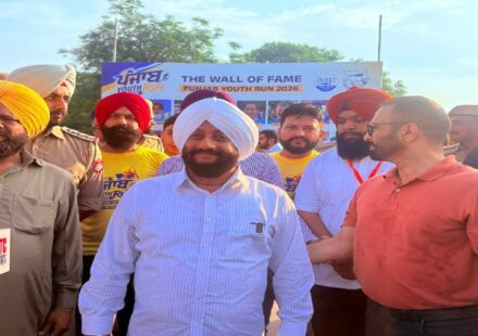 Young participants take part in the Punjab Youth Run Marathon organised by the AAP Youth Wing in Mohali.