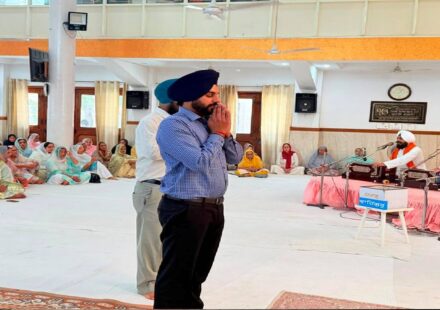 Mayor Sarabjeet Singh Samana attends the Antim Ardas of late Sardarni Swaran Kaur Ji at Gurdwara Sri Kalgidhar Singh Sabha, Phase 4, Mohali, and offers condolences to the family
