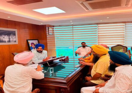 Mayor Sarabjeet Singh Samana meets residents from different parts of SAS Nagar Mohali at his office to hear civic concerns and public grievances