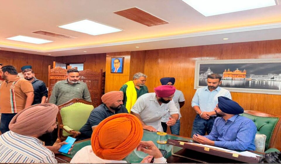 Mayor Sarabjeet Singh Samana meets residents from different areas of SAS Nagar Mohali at his office to hear civic concerns and public grievances