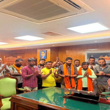 Mayor Sarabjeet Singh Samana meets residents from different areas of SAS Nagar Mohali at his office to hear civic concerns and public grievances